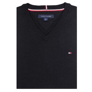 NWT TOMMY HILFIGER Men's Long Sleeve Signature V Neck Sweater Black M $79.50